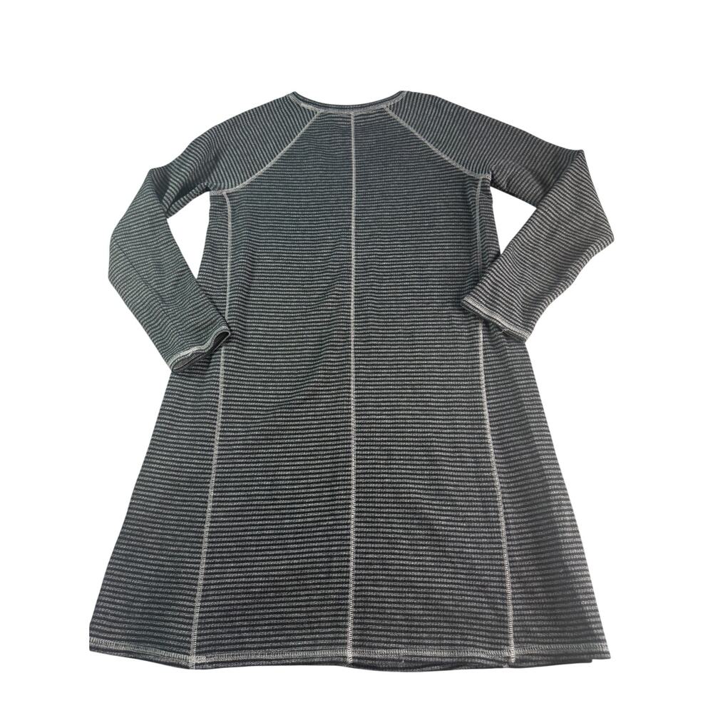 J Jill Striped Dress S Black Gray A Line Long Sleeve Exposed Seam Cotton - Picture 3 of 8